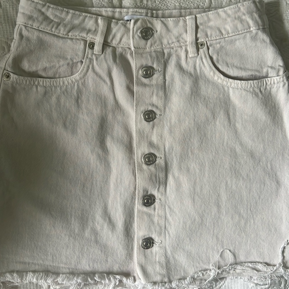 Zara Jean Beige Mini Skirt Small